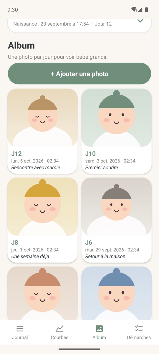 Ses premiers jours en photos